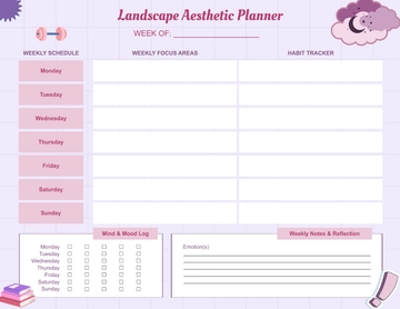 Free Landscape Aesthetic Planner Template to Edit Online
