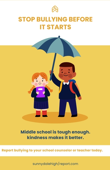 Free Middle School Anti Bullying Poster Template to Edit Online