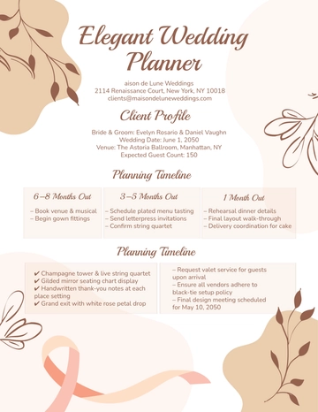 Free Elegant Wedding Planner Template to Edit Online