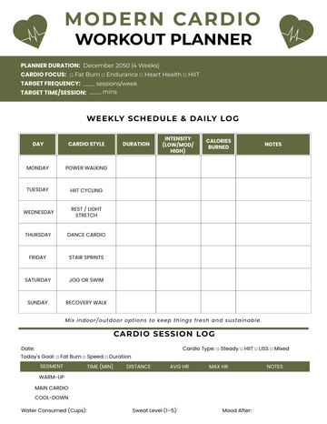 Free Pilates Workout Planner Template to Edit Online