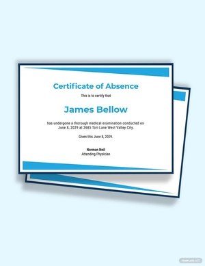 Absence from Work Certificate Template