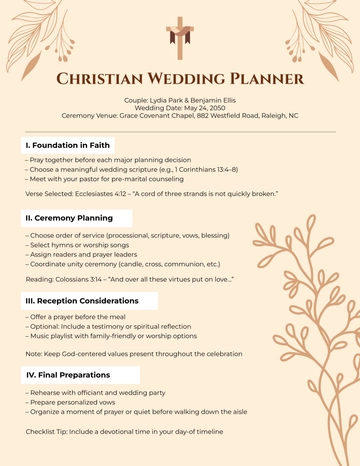Free Aesthetic Christian Wedding Planner Template to Edit Online