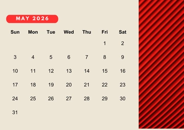Free Landscape May 2026 Calendar Template to Edit Online