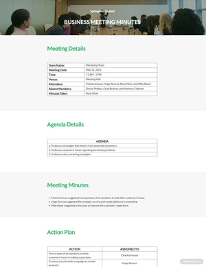 Business Meeting Minutes Template