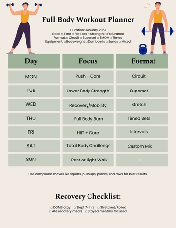 Free Full Body Workout Planner Template to Edit Online