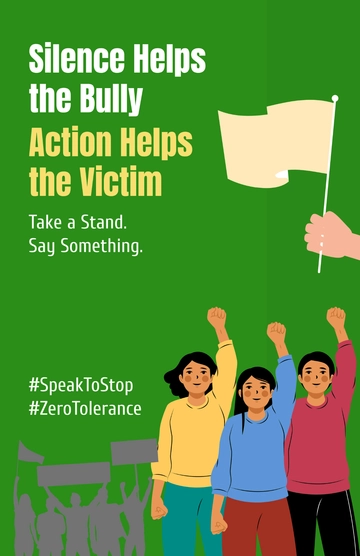 Free Green Anti Bullying Poster Slogans Template to Edit Online