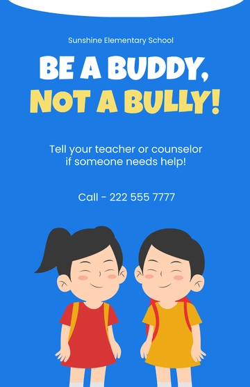 Free Elementary School Anti Bullying Poster Template to Edit Online