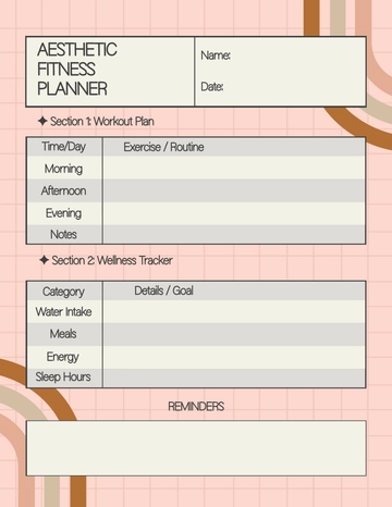 Free Aesthetic Fitness Planner Template to Edit Online