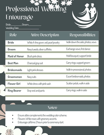Free Professional Wedding Entourage Template to Edit Online