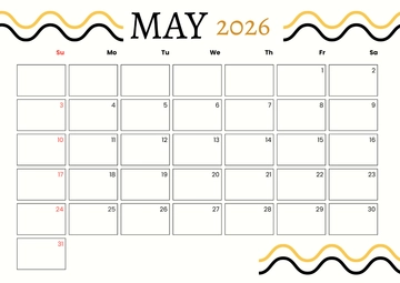Free Blank May 2026 Weekly Calendar Template to Edit Online
