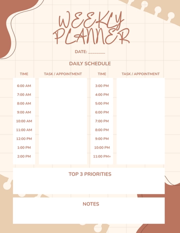 Free Aesthetic Schedule Planner Template to Edit Online