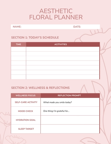 Free Pink Aesthetic Floral Planner Template to Edit Online