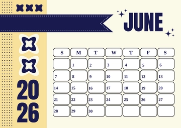 Free Professional June 2026 Yearly Calendar Template to Edit Online
