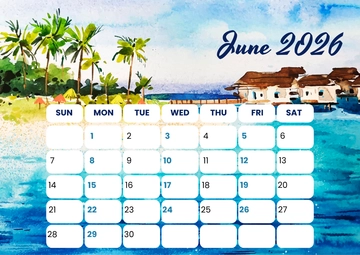 Free June 2026 Photo Calendar Template to Edit Online