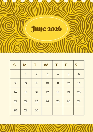 Free Yellow June 2026 Split Calendar Template to Edit Online