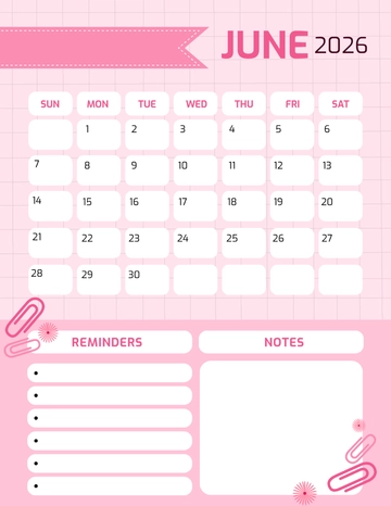 Free Aesthetic June 2026 Planning Calendar Template to Edit Online