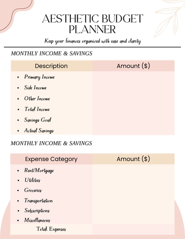 Free Aesthetic Budget Planner Template to Edit Online