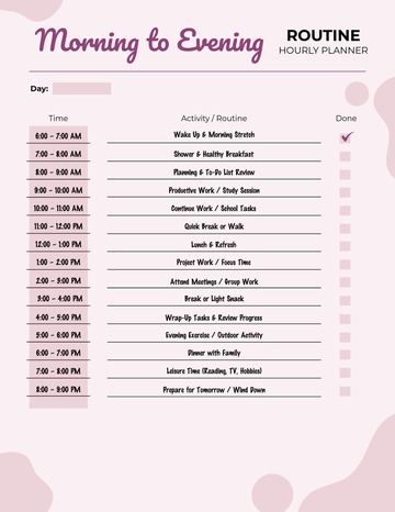 Free Morning to Evening Routine Hourly Planner Template to Edit Online Free Morning to Evening Routine Hourly Planner Template to Edit Online