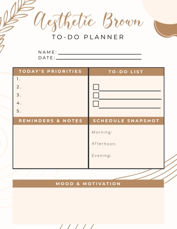 Free Aesthetic Brown To-Do Planner Template to Edit Online