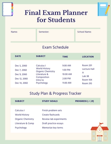 Free Final Exam Planner for Students Template to Edit Online