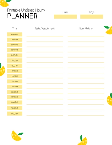 Free Printable Undated Hourly Planner Template to Edit Online Free Printable Undated Hourly Planner Template to Edit Online