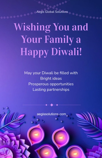Free Lavender Corporate Diwali Poster Card Template to Edit Online