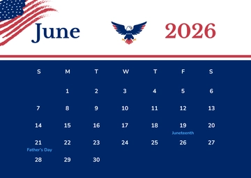 Free June 2026 US Calendar Template to Edit Online
