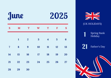 Free June 2026 UK Calendar Template to Edit Online