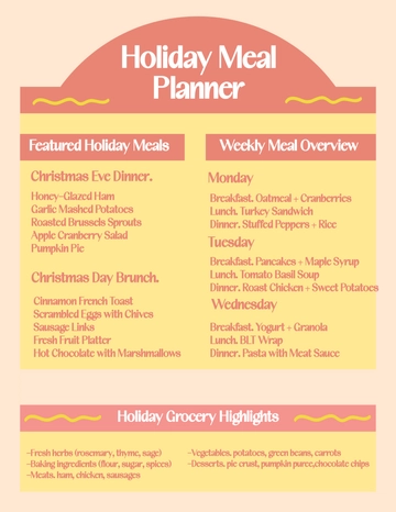 Free Holiday Meal Planner Template to Edit Online