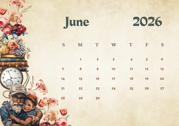 Free Vintage June 2026 Calendar Template to Edit Online