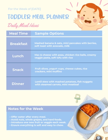 Free Meal Planner for Toddlers Template to Edit Online