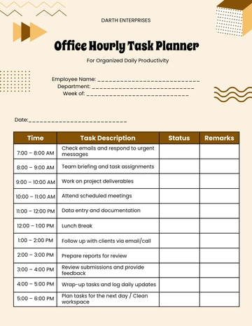 Free Office Hourly Task Planner Template to Edit Online Free Office Hourly Task Planner Template to Edit Online