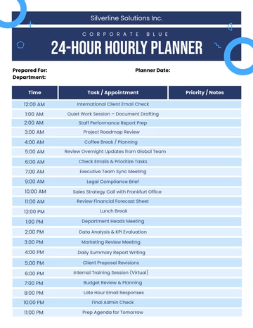 Free Corporate Blue 24  Hour Hourly  Planner Template to Edit Online Free Corporate Blue 24  Hour Hourly  Planner Template to Edit Online