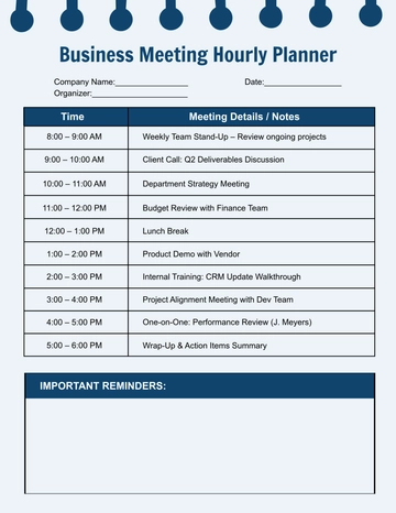 Free Business Meeting Hourly Planner Template to Edit Online Free Business Meeting Hourly Planner Template to Edit Online