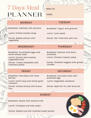Free 7 Days Meal Planner Template to Edit Online