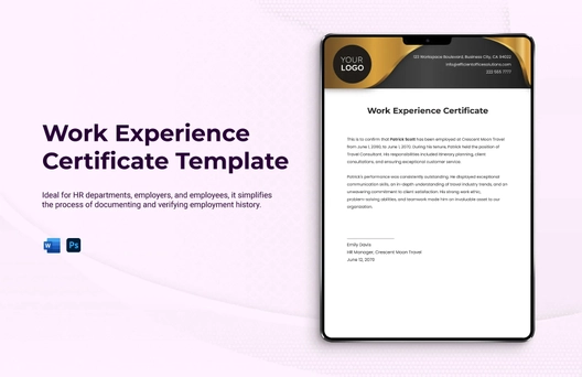 Work Experience Certificate Template