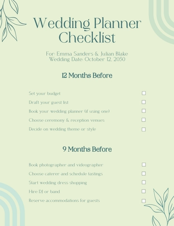 Free Wedding Colorful Planner Checklist Template to Edit Online