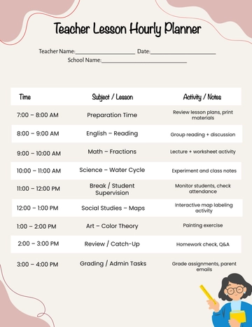 Free Teacher Lesson Hourly Planner Template to Edit Online Free Teacher Lesson Hourly Planner Template to Edit Online
