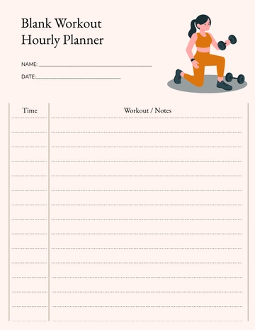 Free Blank Workout Hourly Planner Template to Edit Online Free Blank Workout Hourly Planner Template to Edit Online