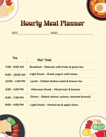 Free Hourly Meal Planner Template to Edit Online Free Hourly Meal Planner Template to Edit Online