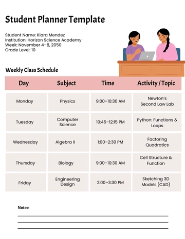 Free Student Planner Template to Edit Online