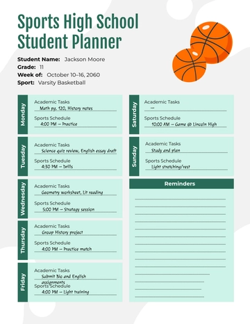 Free Sports Student Planner Template to Edit Online