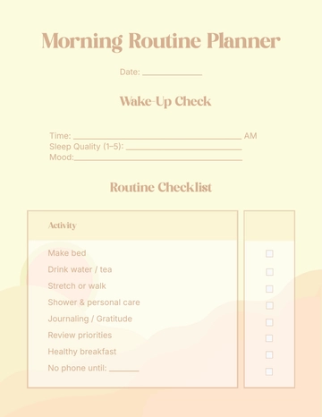 Free Aesthetic Morning Routine Planner Template to Edit Online