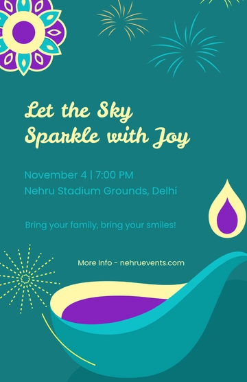 Free Diwali Poster with Fireworks Template to Edit Online