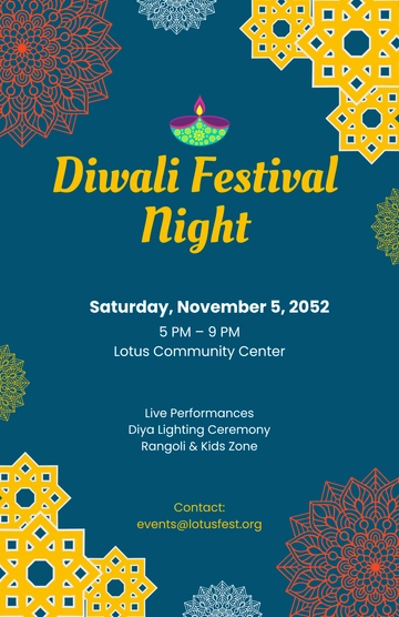 Free Mandala Pattern Diwali Event Poster Template to Edit Online