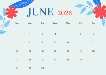 Free Minimalist June 2026 Calendar Template to Edit Online