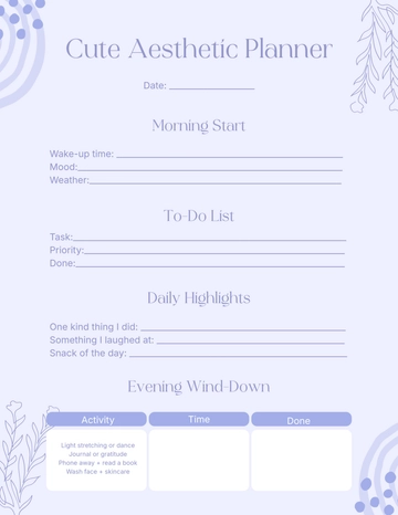 Free Cute Aesthetic Colorful Planner Template to Edit Online