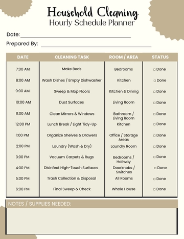Free Household Cleaning Hourly Schedule Planner Template to Edit Online Free Household Cleaning Hourly Schedule Planner Template to Edit Online