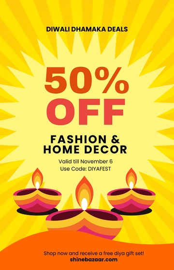 Free Creative Diwali Offer Poster Template to Edit Online
