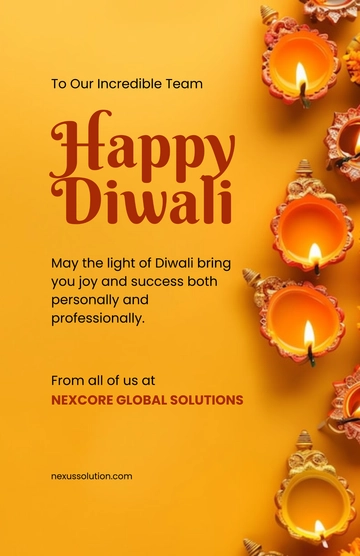 Free Professional Diwali Wishes Poster for Team Template to Edit Online